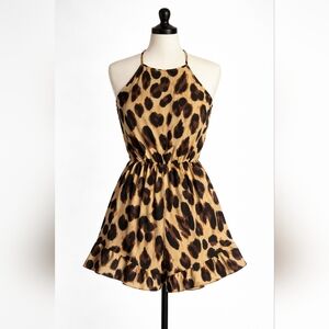 Leopard Print Halter Romper